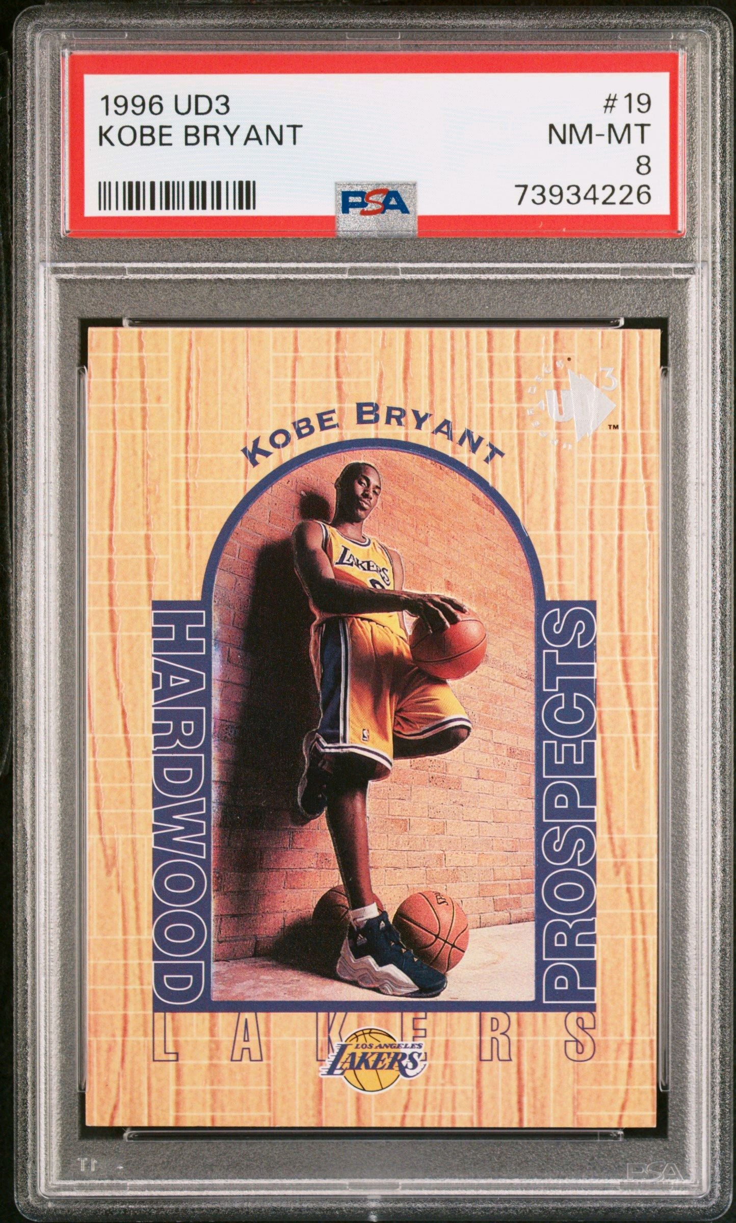1996 Upper Deck UD3 Kobe Bryant Hardwood Prospects Rookie PSA 8