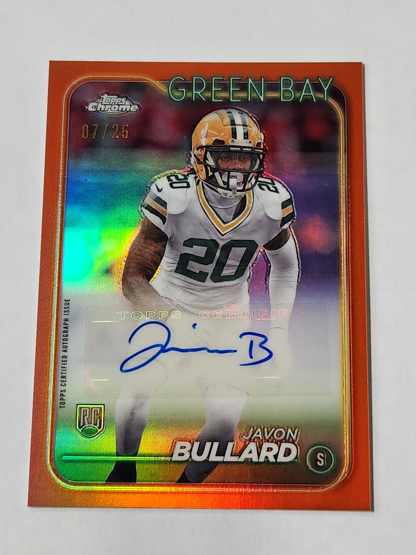 2024 Topps Chrome Javon Bullard Orange Refractor Auto /25 Rookie