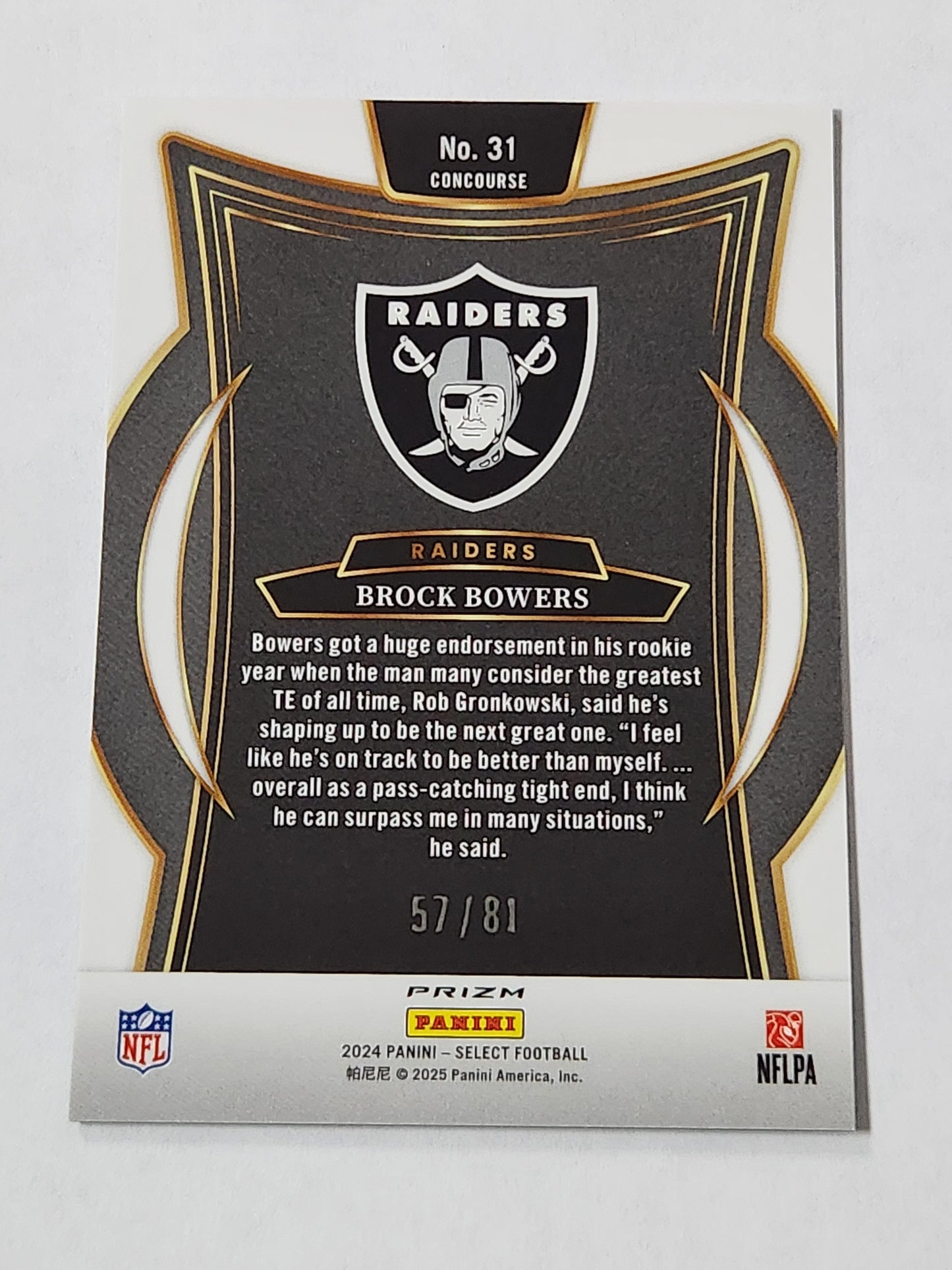 2024 Select Brock Bowers Dragon Scale Prizm /81 RC