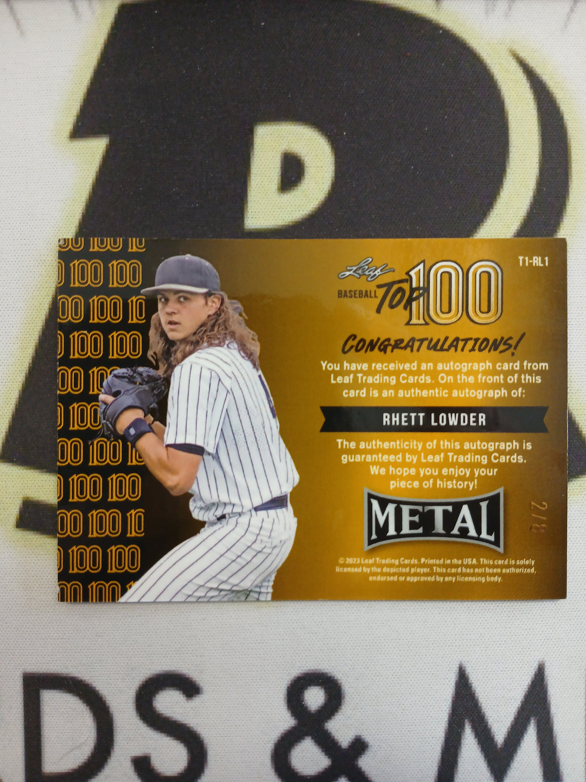 2023 Leaf Metal Rhett Lowder Top 100 Orange Wave Auto #/8