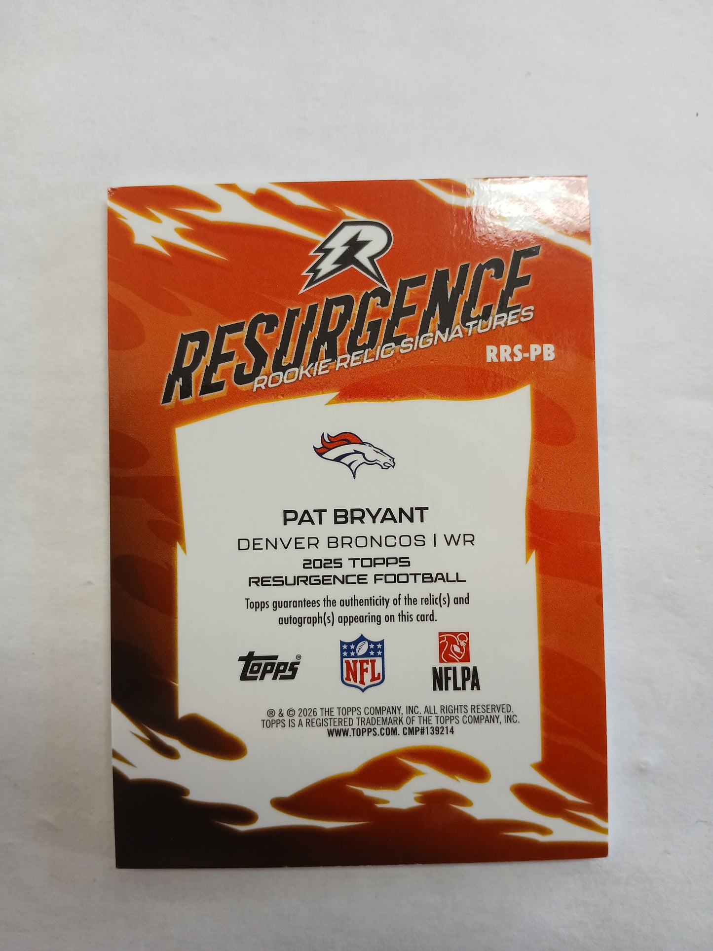 2026 Topps Resurgence Pat Bryant Rookie Patch Auto Blue Wave Refractor #/99