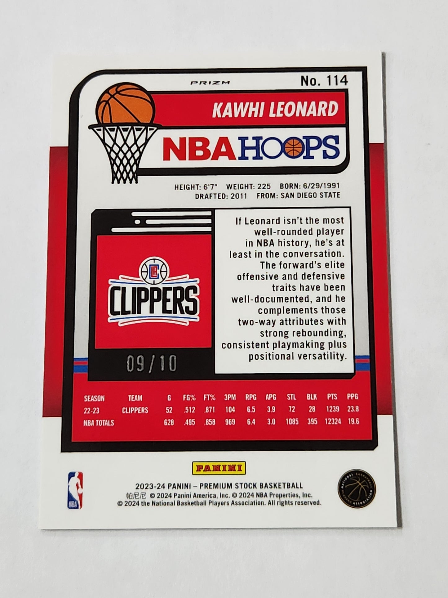 2023 NBA Hoops Premium Stock Kawhi Leonard Gold Cracked Ice /10