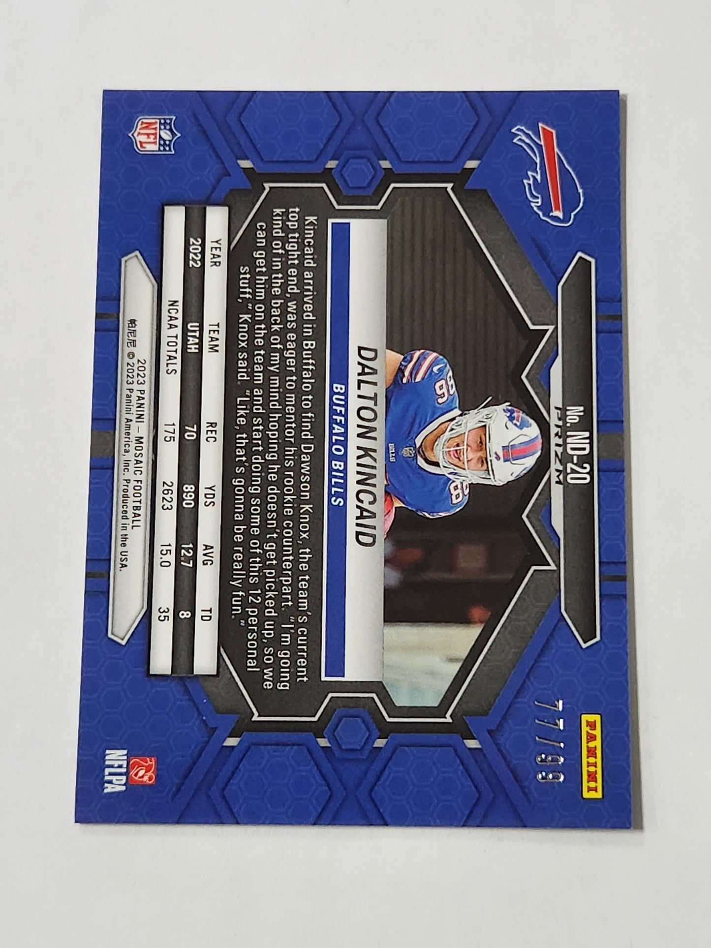 2023 Mosaic Dalton Kincaid NFL Debut Blue Mosaic /99 Rookie