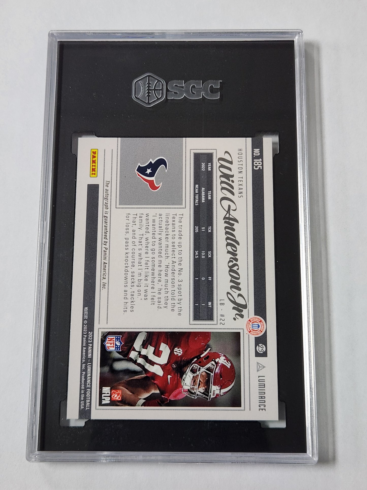 2023 Luminance Will Anderson Jr Auto 10/10 SGC 10 Auto 10