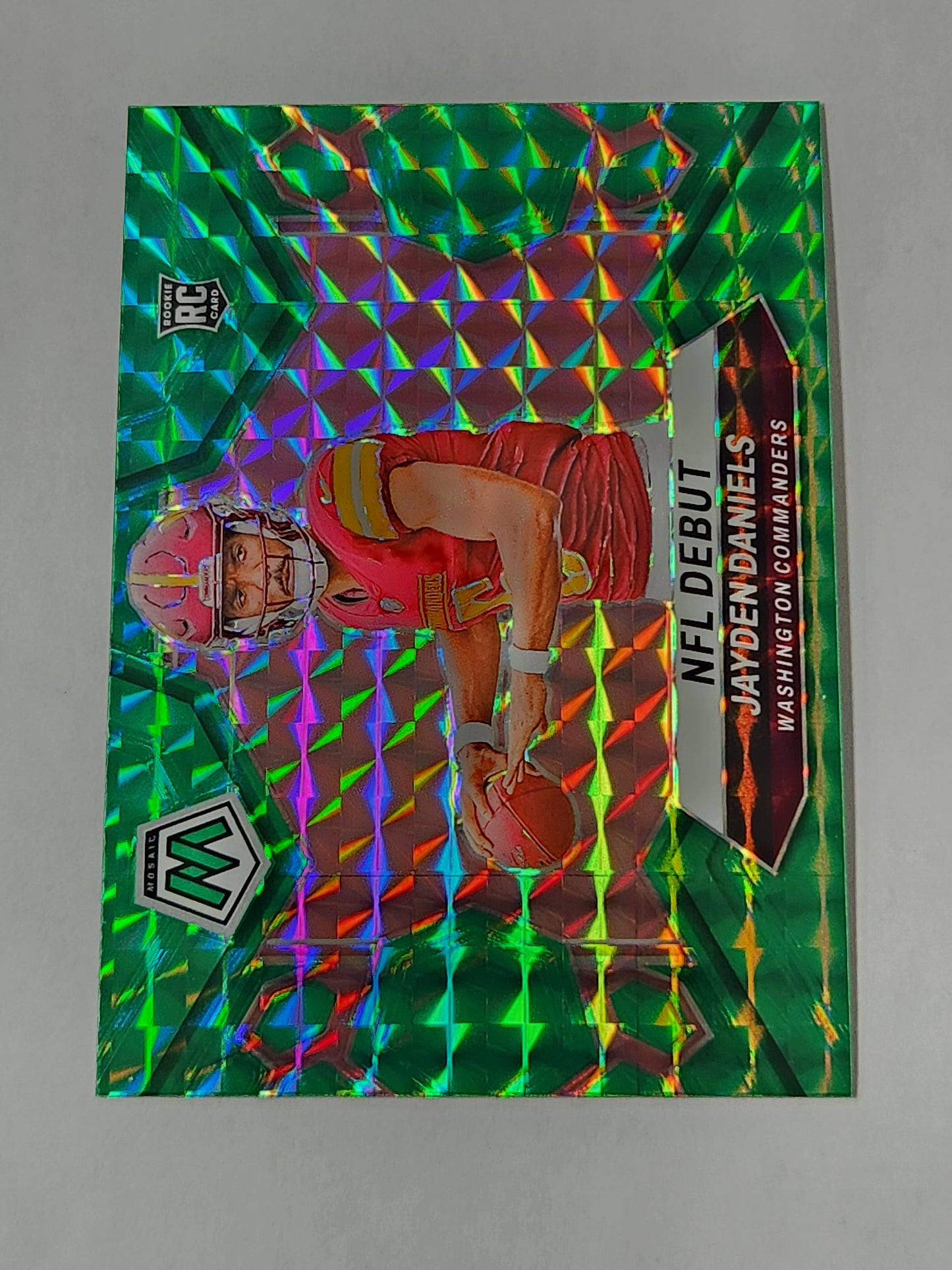 2024 Panini Mosaic Jayden Daniels RC NFL Debut Green Prizm Mosaic No. 272