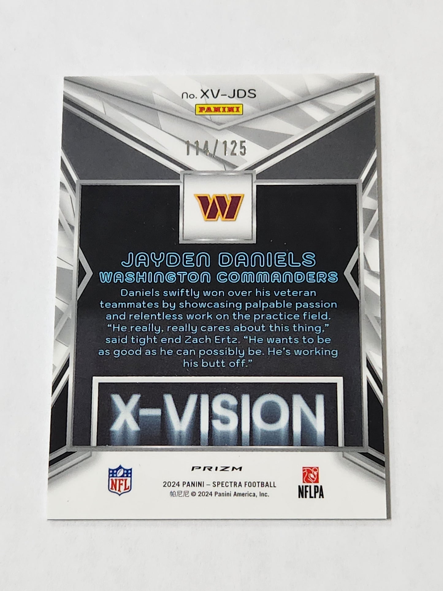 2024 Spectra Jayden Daniels X-Vision Prizm Rookie Card RC # /125