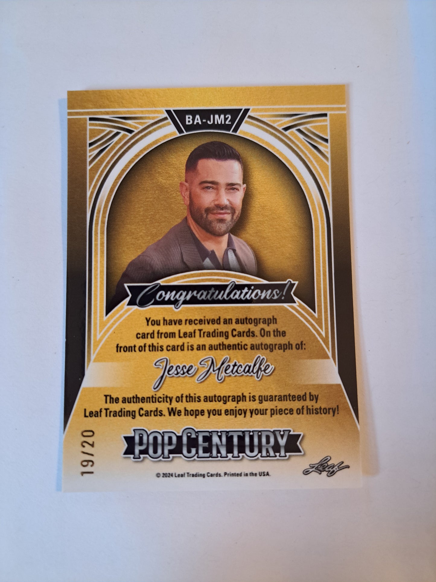 2024 Leaf Pop Century Jesse Metcalfe /20 Auto NM