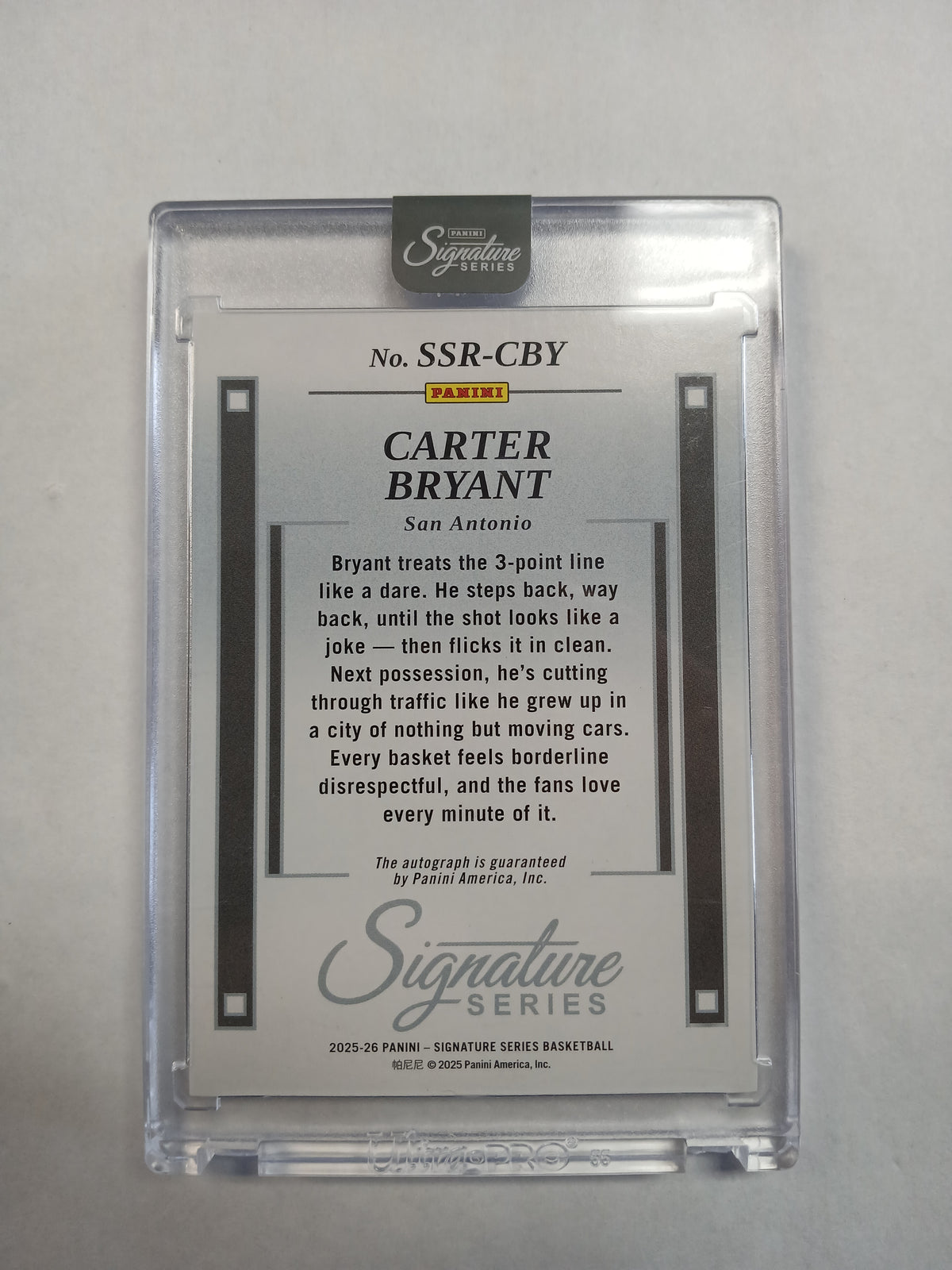 2025 Signature Series Carter Bryant Signature Series Retro On Card Auto Rookie Platinum #1/1 One of One