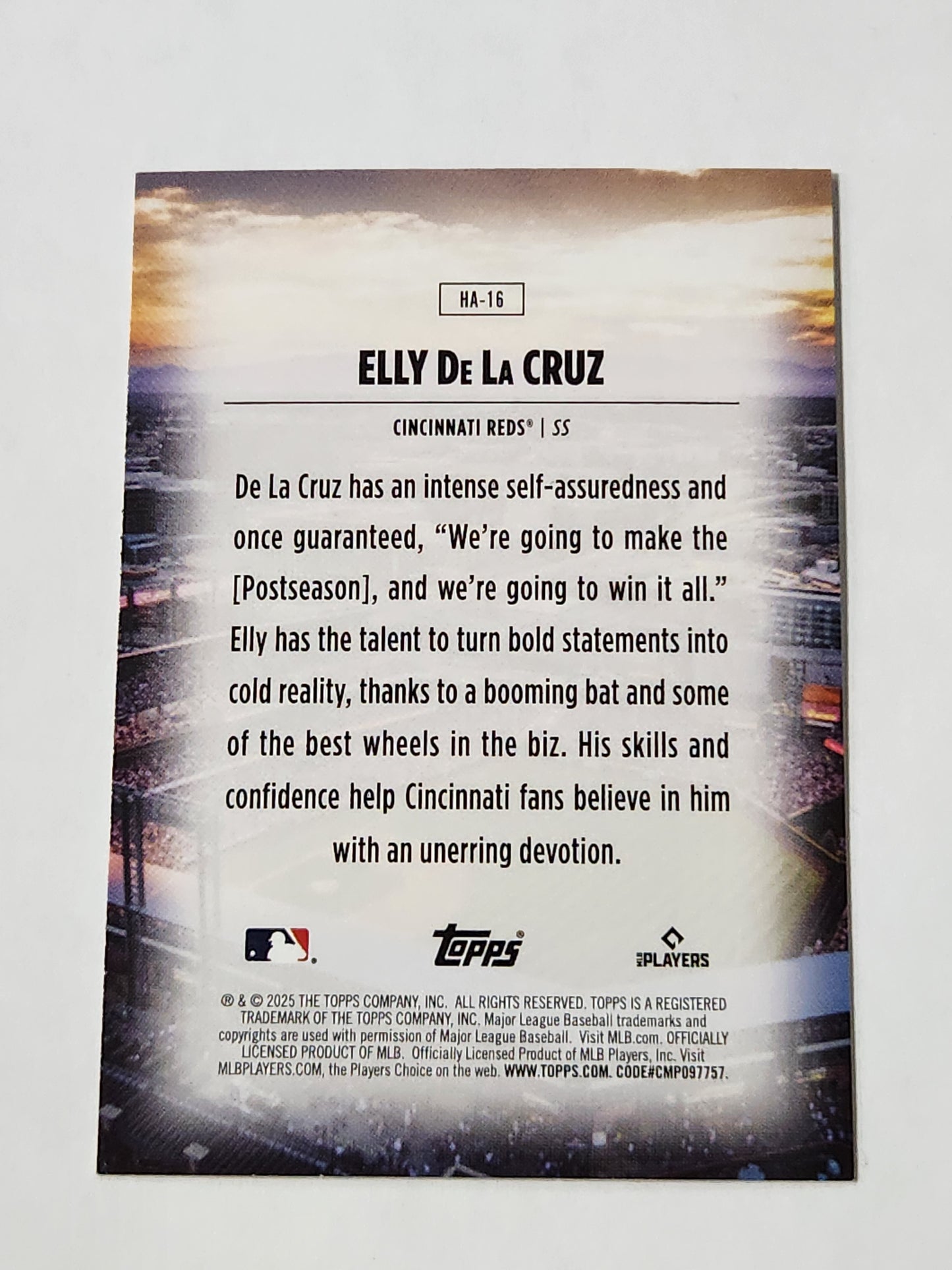 2025 TOPPS HOME FIELD ADVANTAGE ELLY DE LA CRUZ HA-16