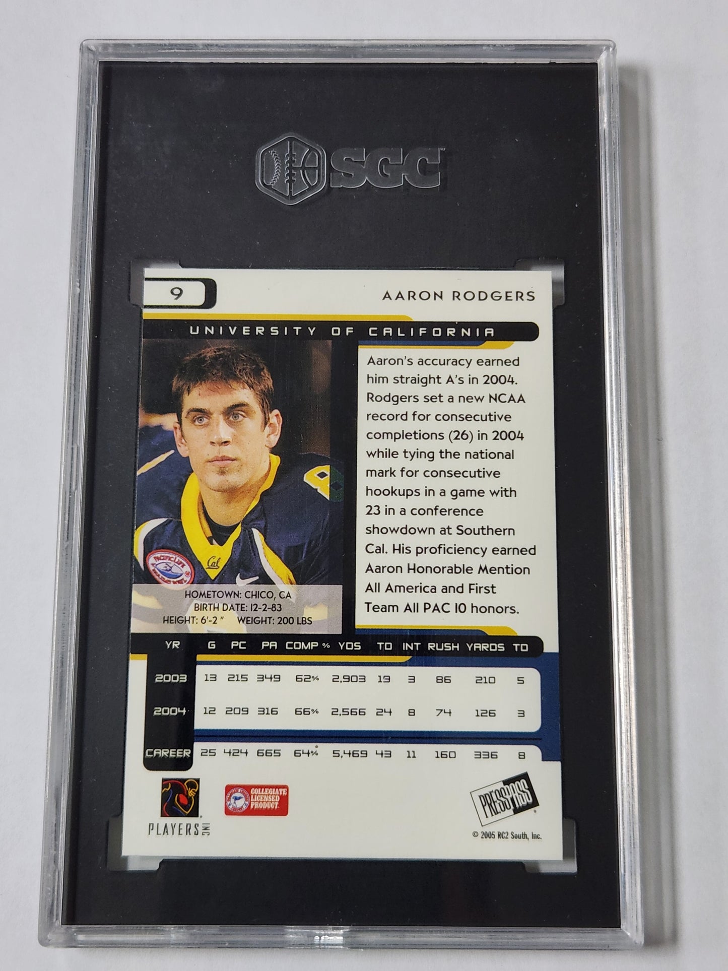 2005 Press Pass #9 Aaron Rodgers SGC 10