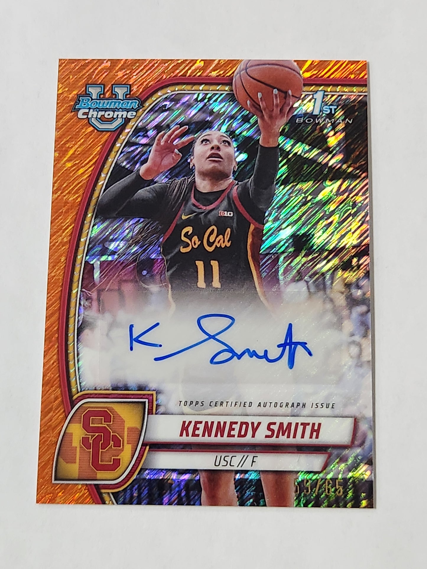 2024 Bowman Chrome 1st Kennedy Smith Orange Shimmer Auto # /65