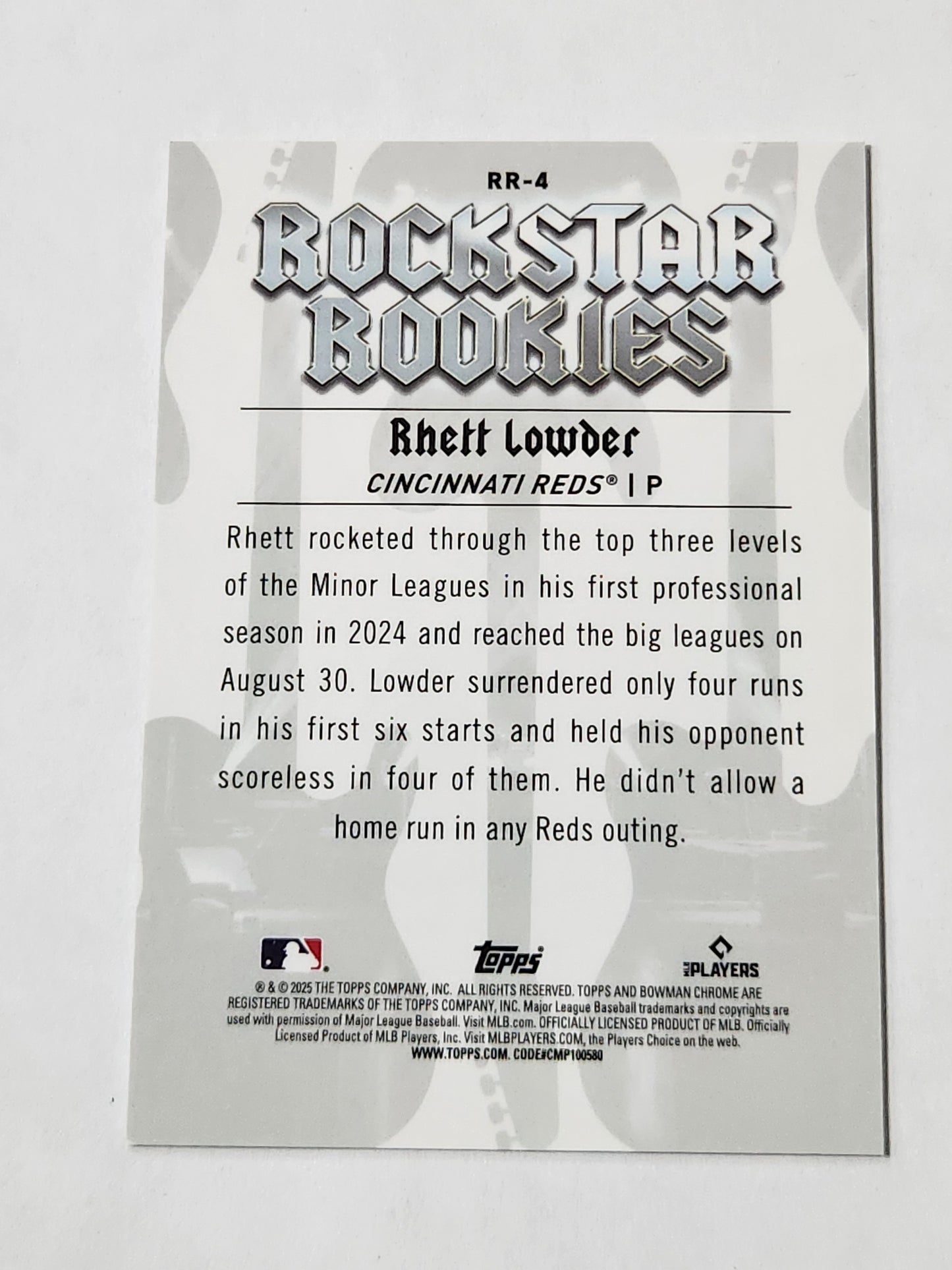 2025 Bowman Chrome Rockstar Rookies Rhett Lowder # /99