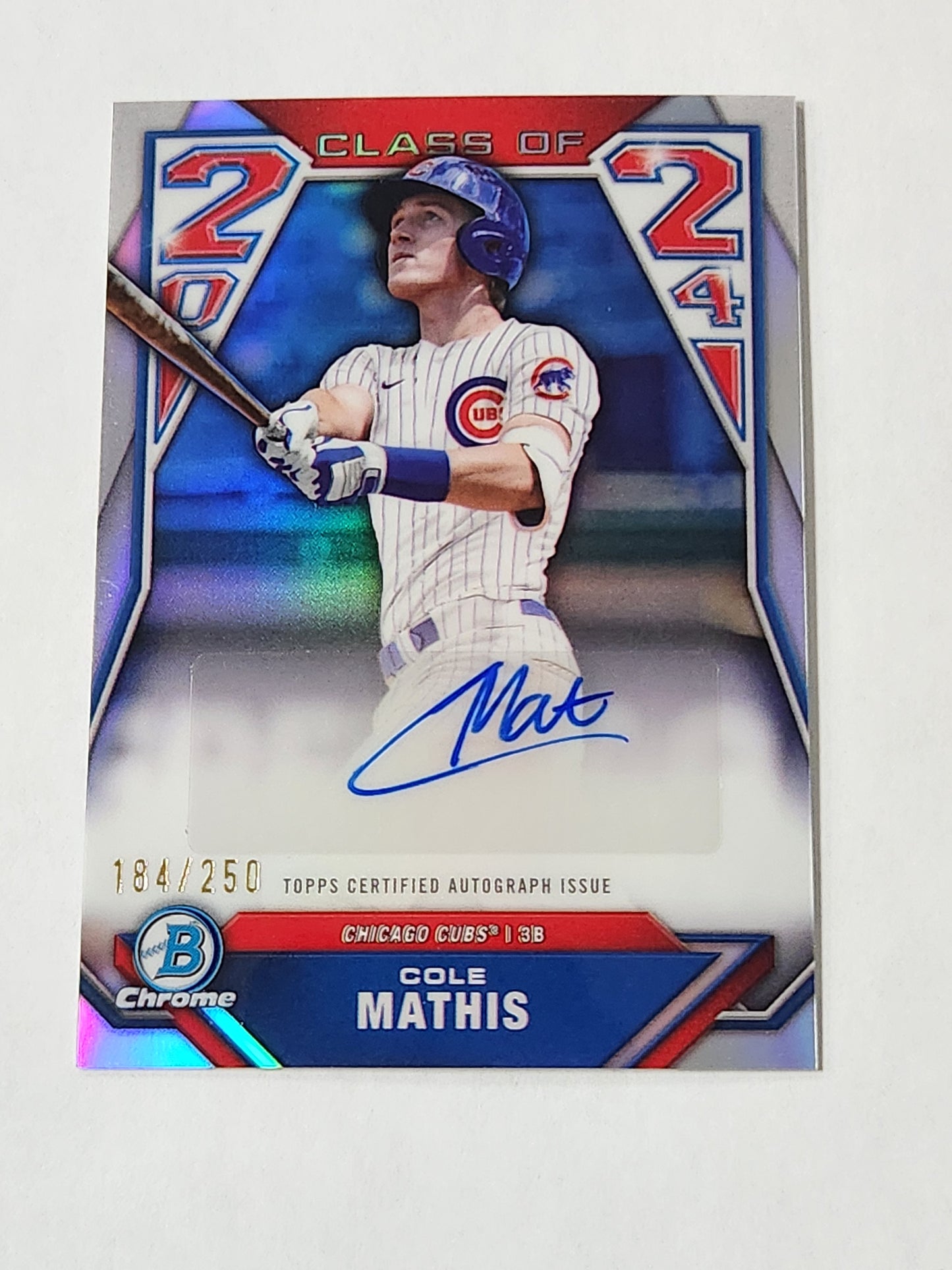 2024 Bowman Chrome Cole Mathis Class of 2024 Auto /250