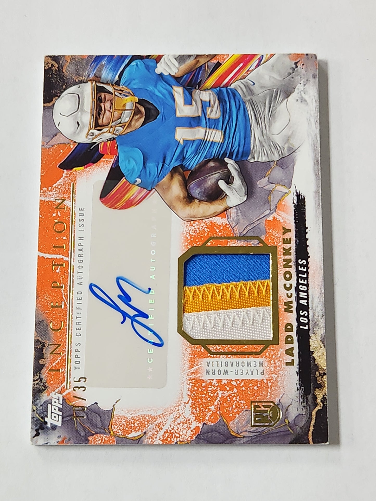 2024 Topps Inception Ladd McConkey Rookie Patch Auto /35 Tri Color Patch