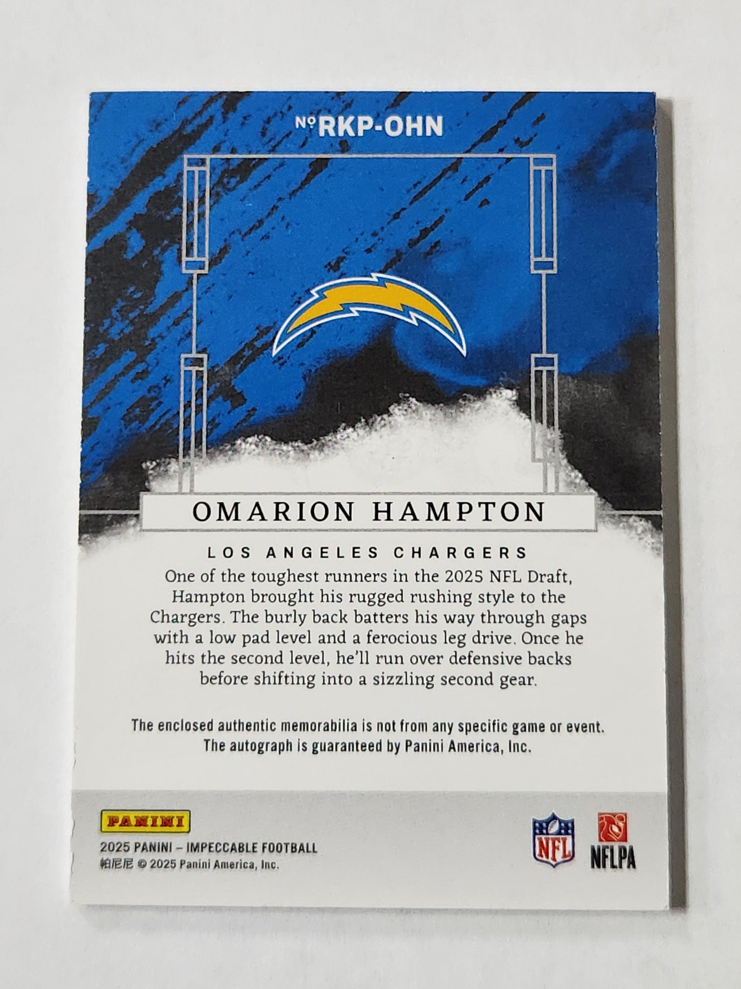 2025 Impeccable Omarion Hampton # /49 Rookie Patch autographs Auto RC rkp-ohn