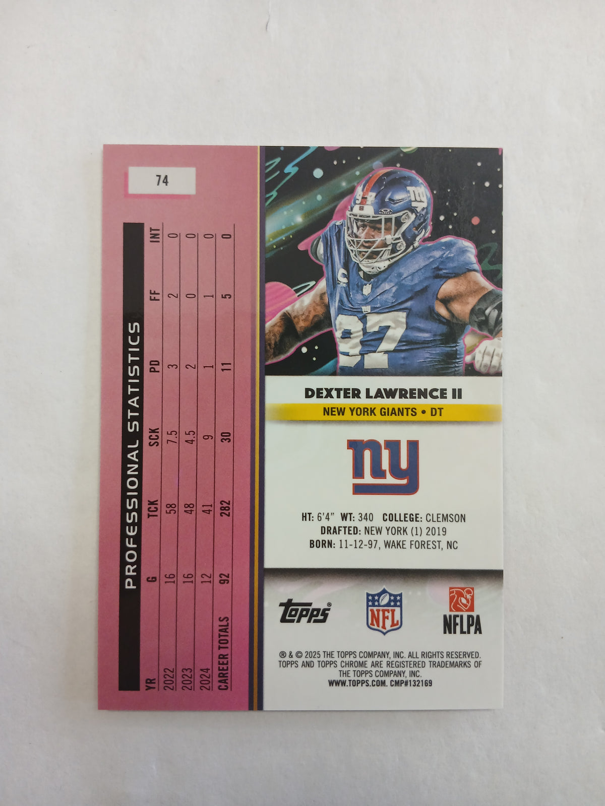 2025 Topps Chrome Cosmic Dexter Lawrence II Orange Raywave Refractor #/25