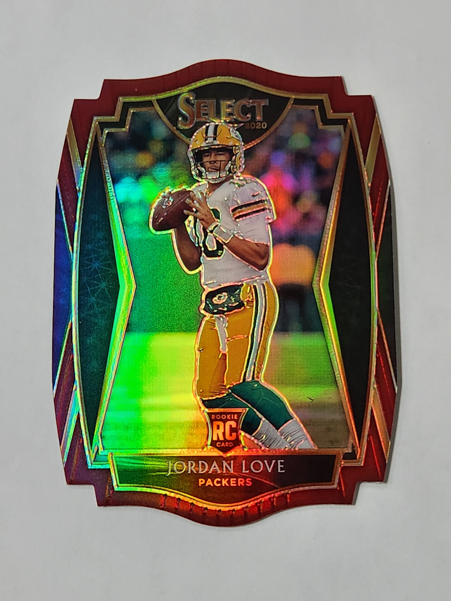 2020 Select Jordan Love Premier Level Red Die Cut Rookie Card