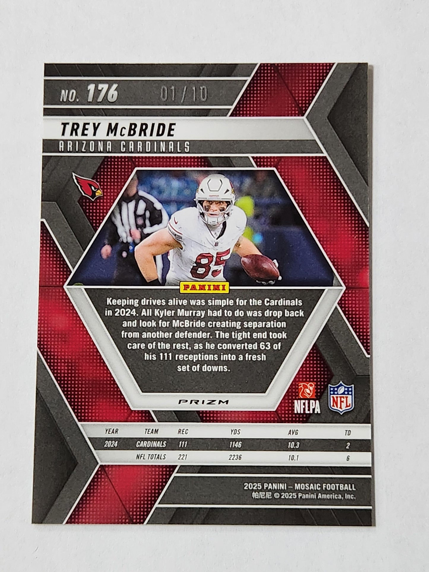 2025 Mosaic Trey McBride Gold # /10 Cardinals 176