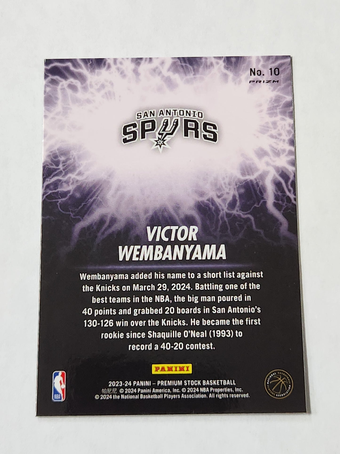 2023-24 Hoops Premoum Stock Victor Wembanyama High Voltage SSP RC