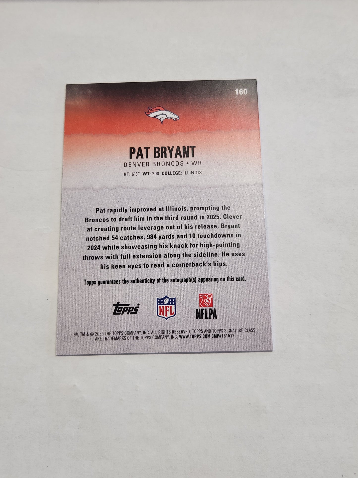2025 Topps Signature Class Pat Bryant Black Rookie Auto #/10