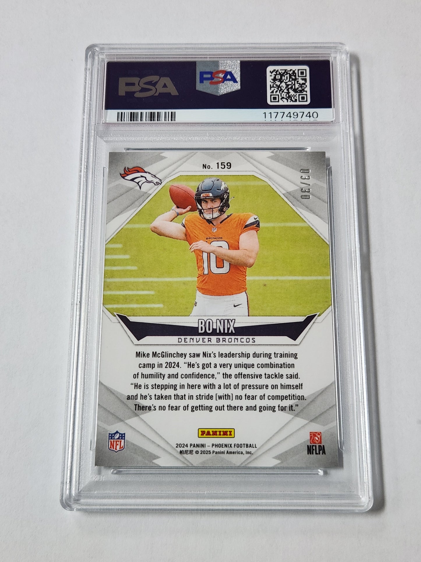 2024 Phoenix Bo Nix Green Hyper /30 PSA 9 POP 1