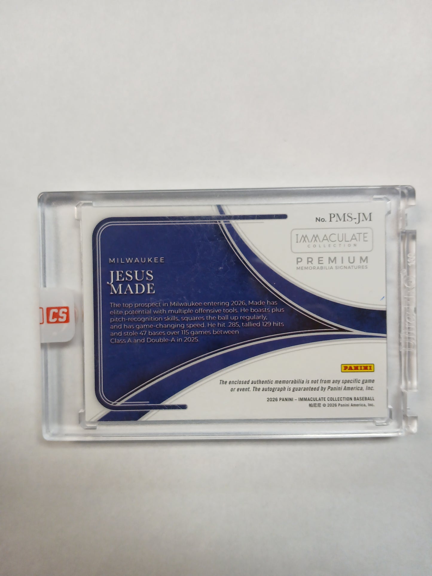 2026 Immaculate Collection Jesus Made Premium Memorabilia Signatures Triple Color Patch On Card Auto Blue Foil #/35