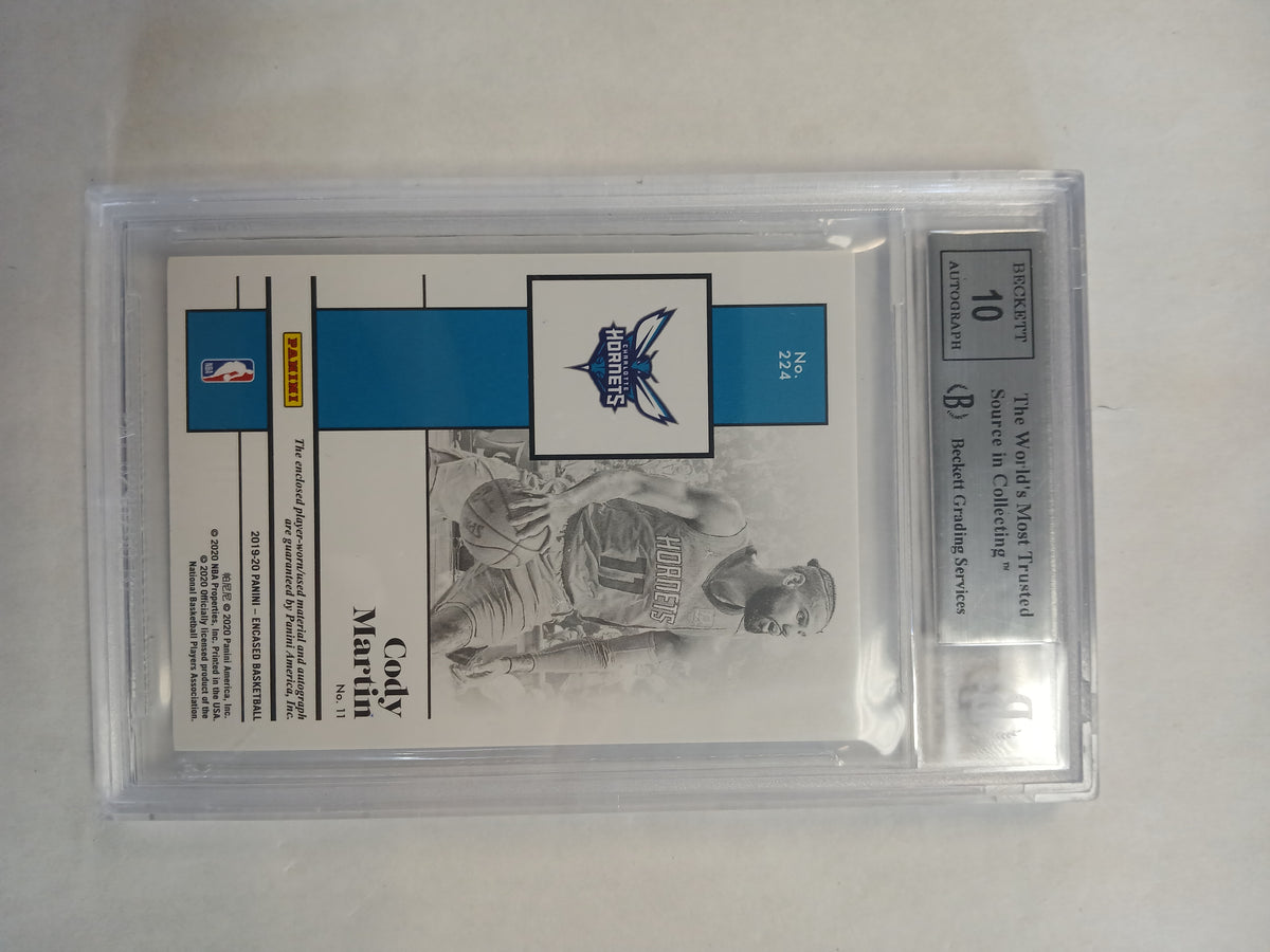 2019 Panini Encased Cody martin Rookie Triple Color Patch On Card Auto Green Foil #5/5 Beckett BGS 9