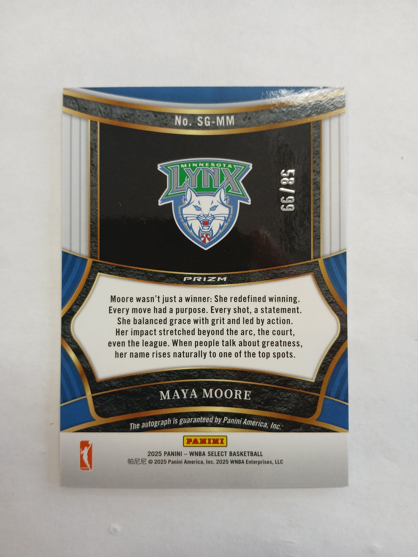 2025 Select Maya Moore Signatures Red Prizm Auto #/99