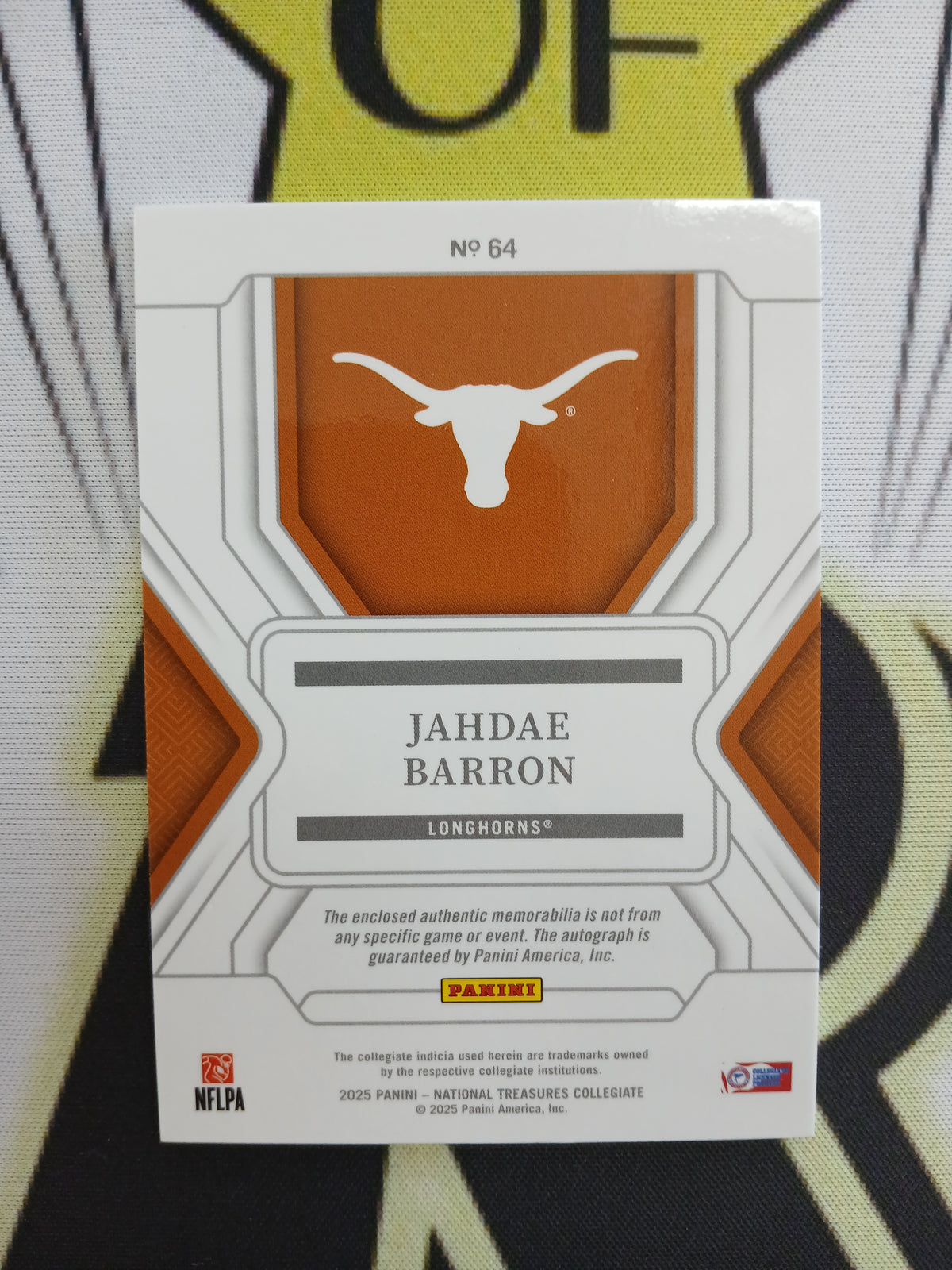 2025 National Treasures Jahdae Barron Rookie Dual Color Patch On Card Auto Gold #/10