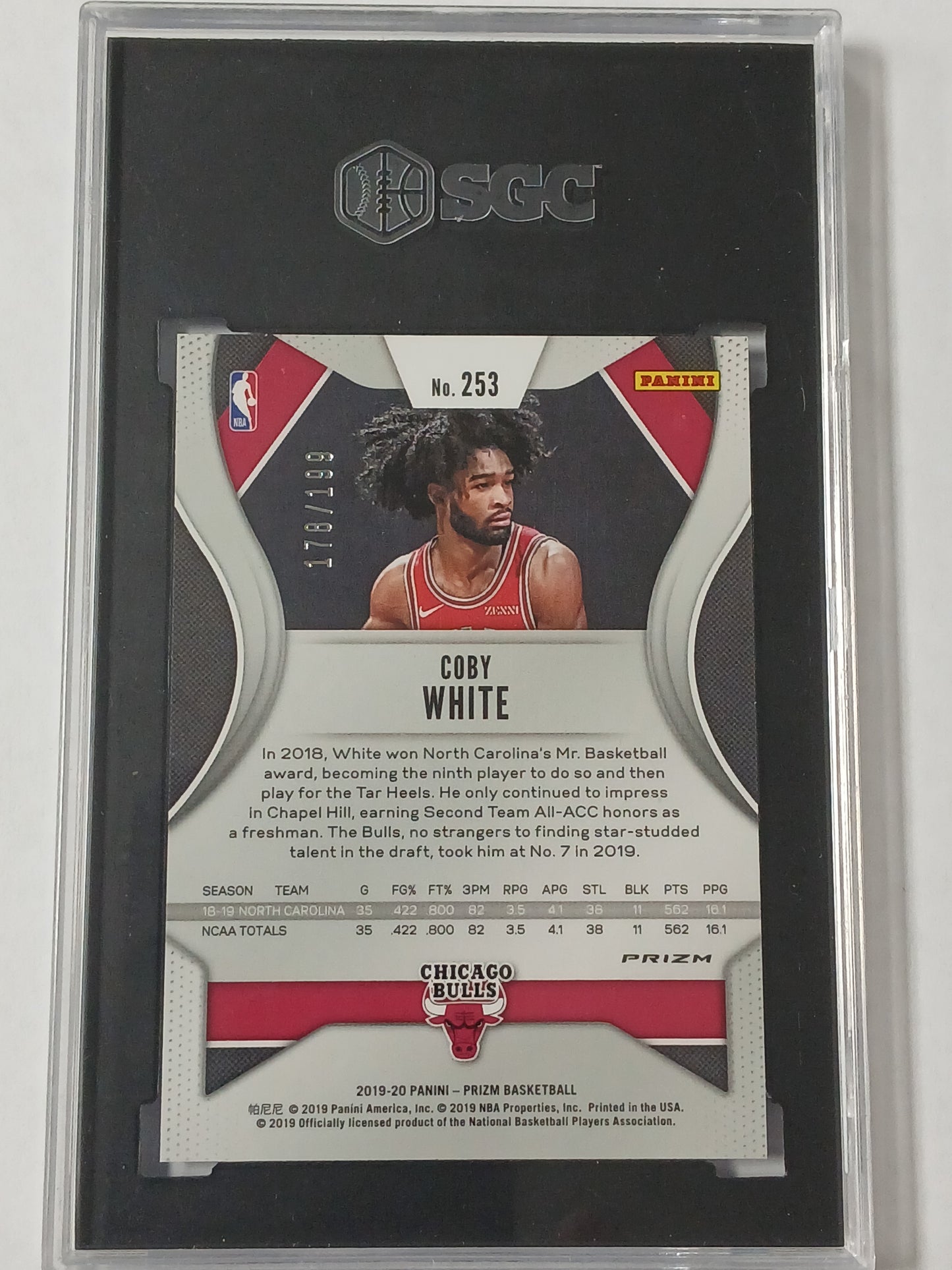 2019 Prizm Coby White Blue Prizm /199 SGC 10 Pop 1