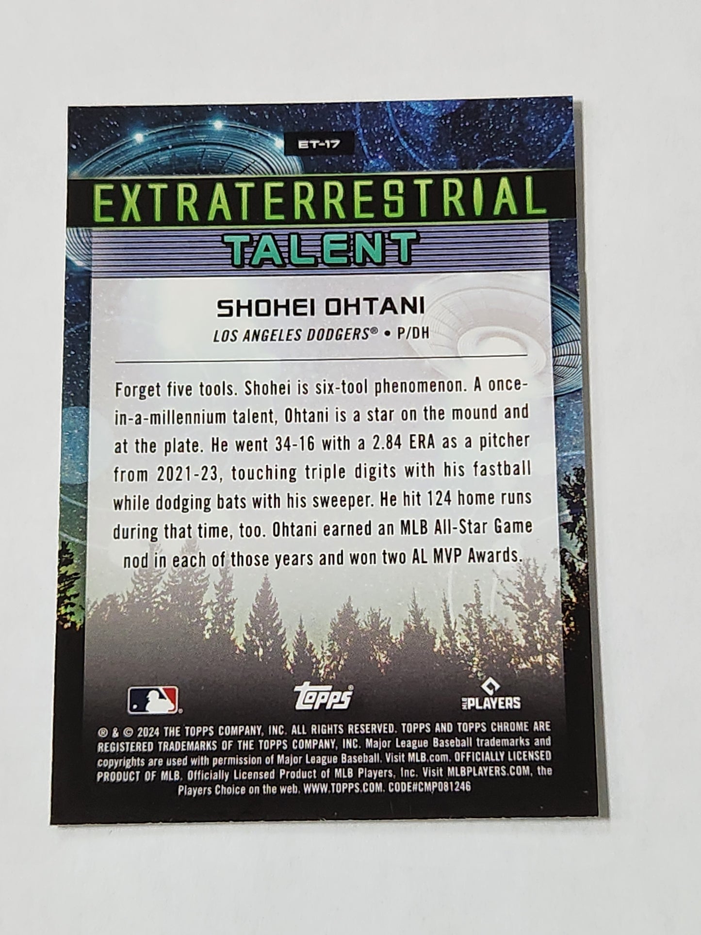 2024 Topps Chrome Cosmic Shohei Ohtani Extraterrestrial Talent Refractor ET-17