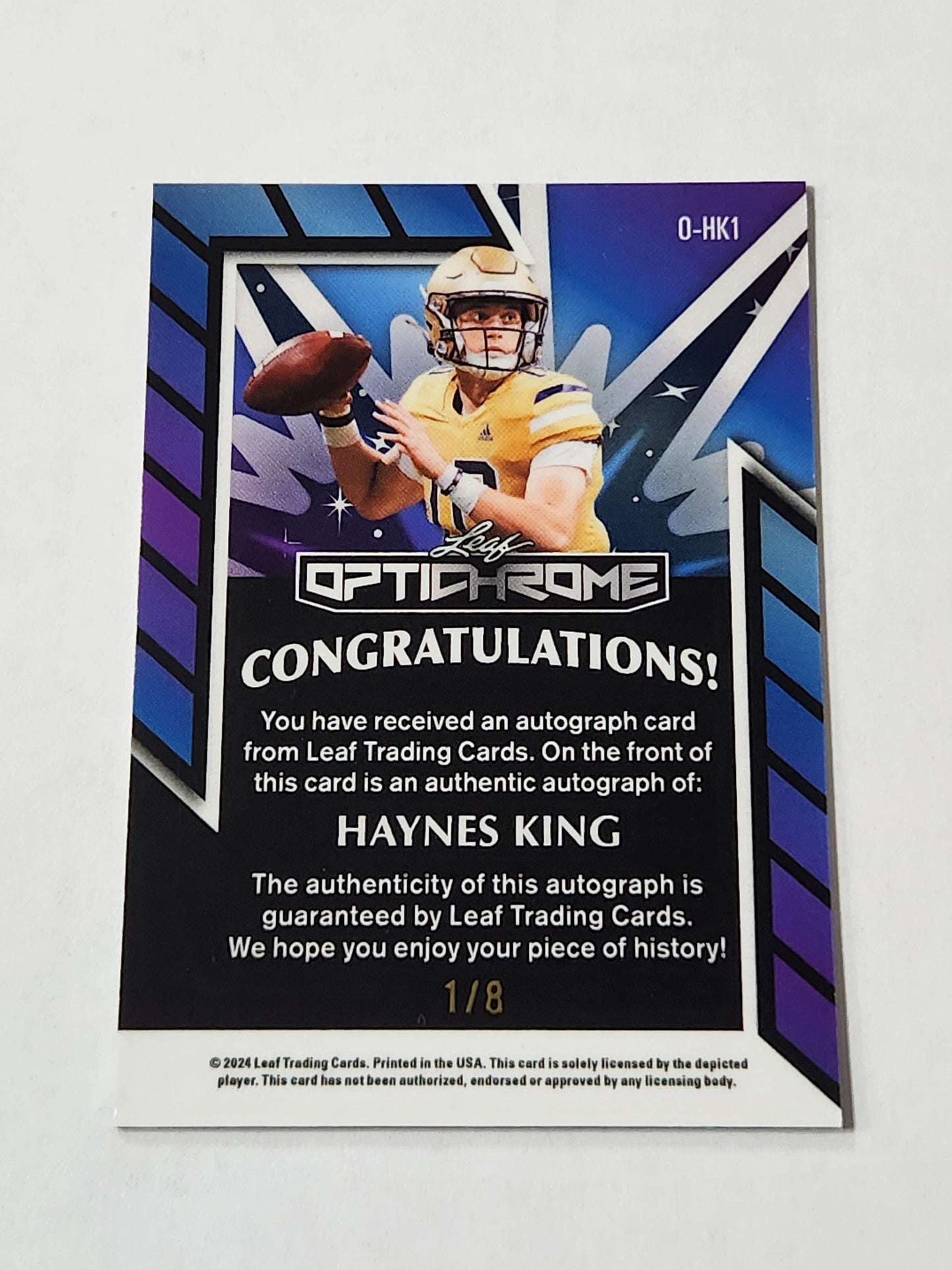 2024 Leaf Optichrome Haynes King Blue Rookie Auto with inscription #1/8