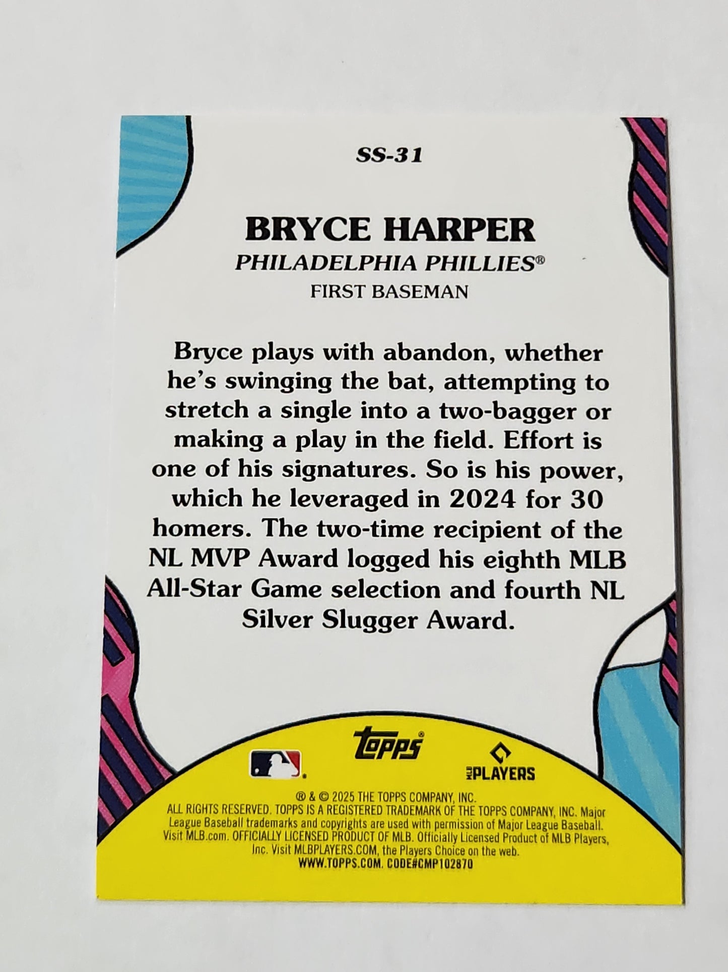 2025 Topps Gold Summer Superstars Bryce Harper # /50 SS-31