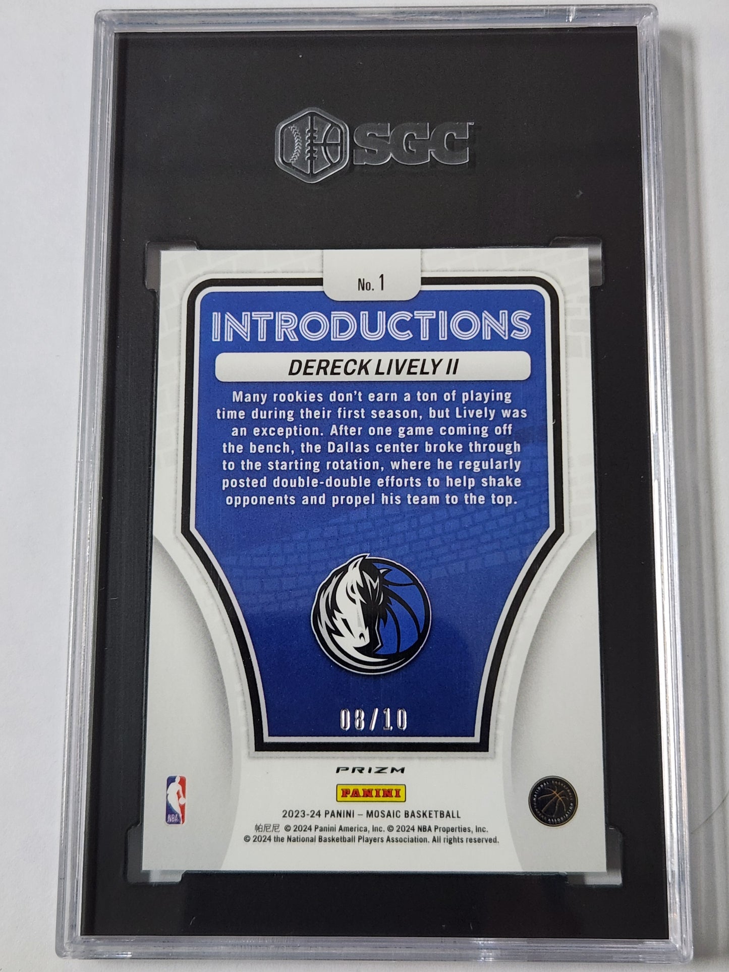 2023 Mosaic Dereck Lively II Introductions Gold Prizm 8/10 SGC 10