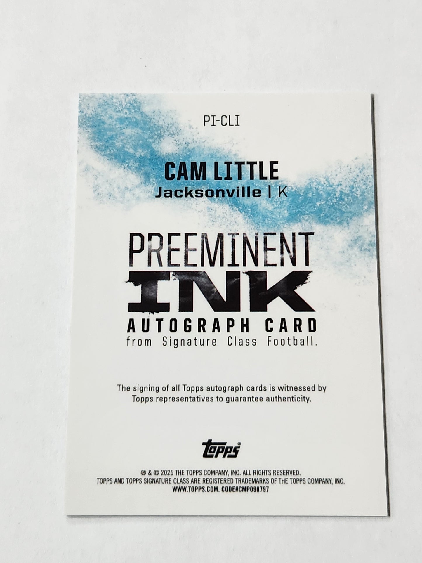 2024 Topps Signatures Cam Little Preeminent Ink Refractor Rookie Auto