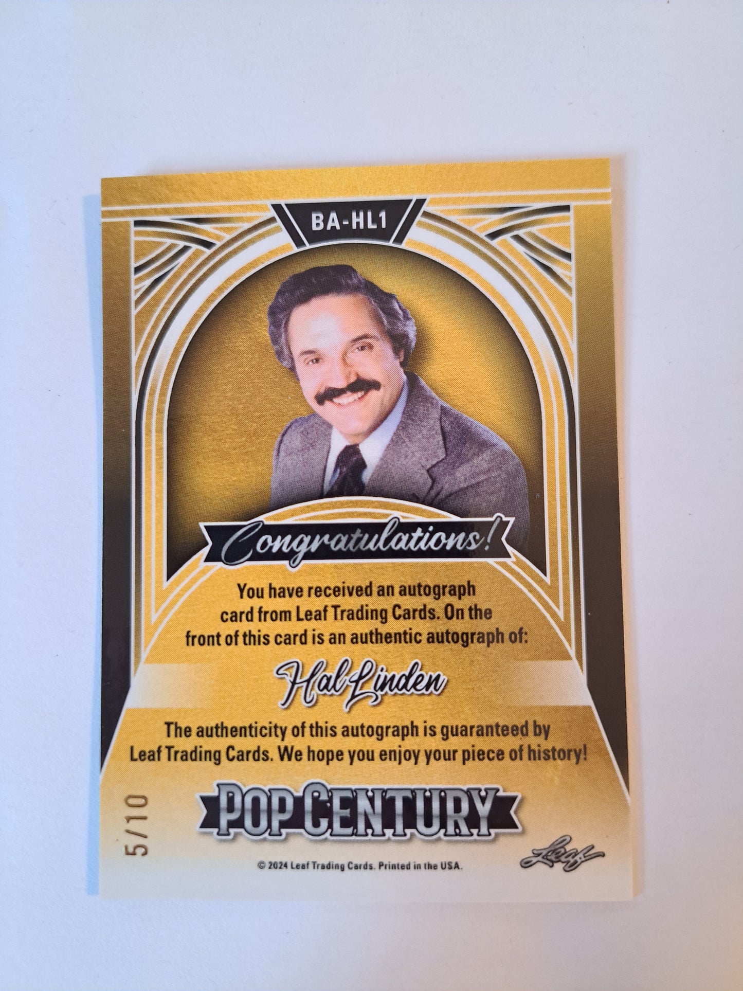 2024 Leaf Pop Century Hal Linden /10 Auto NM BA-HL1