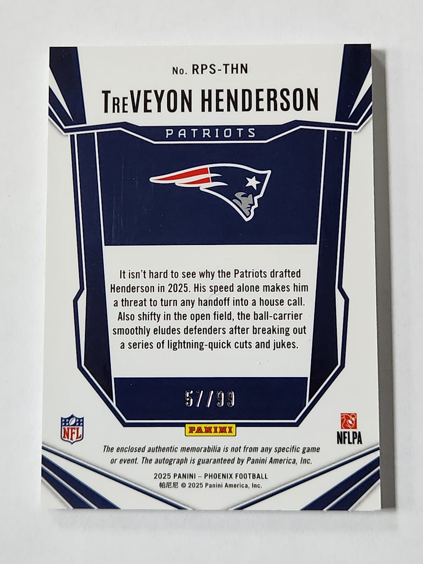 2025 Phoenix Treveyon Henderson RPA # /99 Rookie Auto