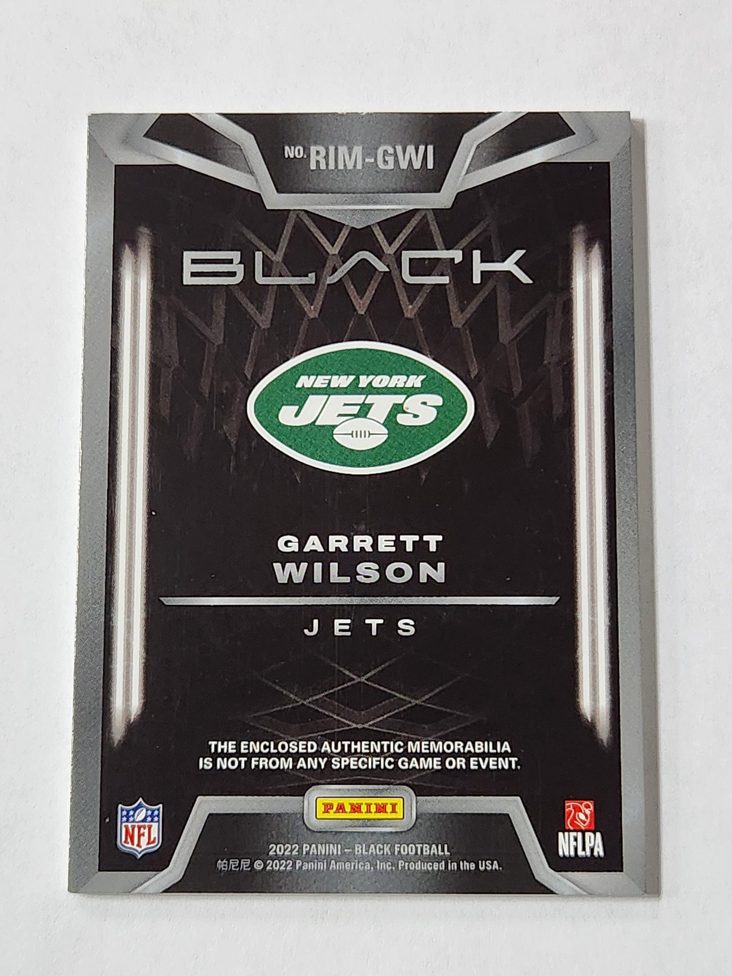 2022 Black Garrett Wilson Rookie Influx Memorabilia Bronze /50 Triple Color Patch