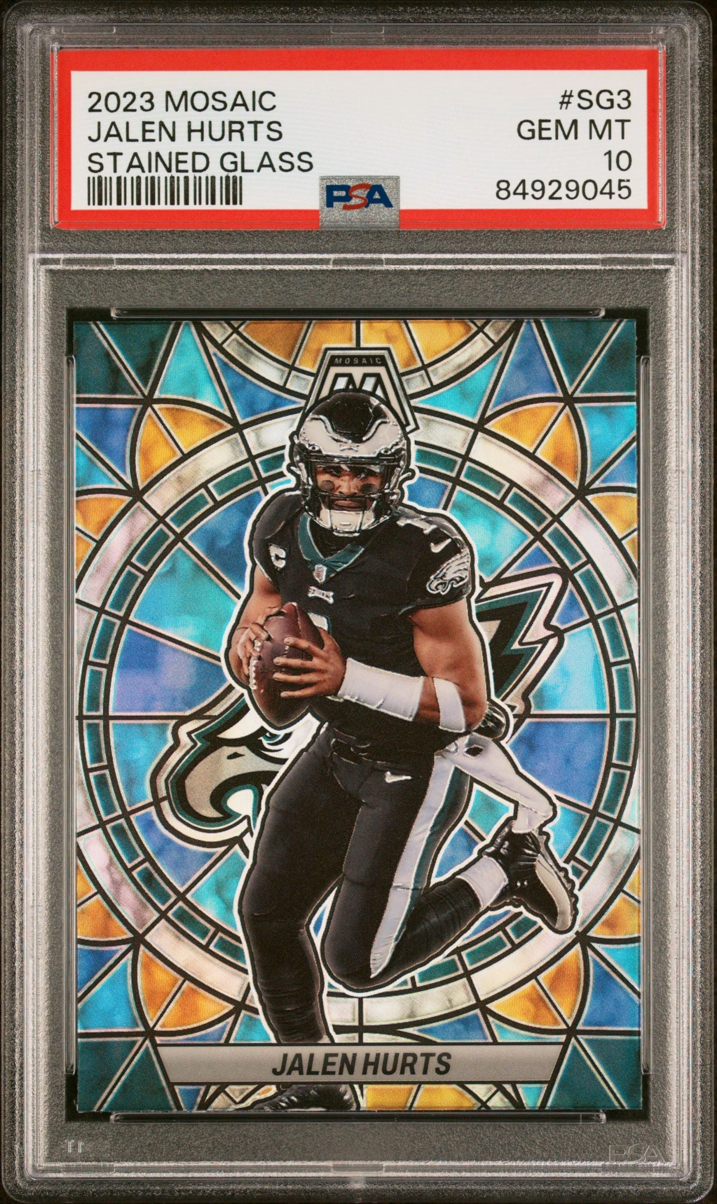 2023 PANINI MOSAIC STAINED GLASS #SG3 JALEN HURTS SP PSA 10