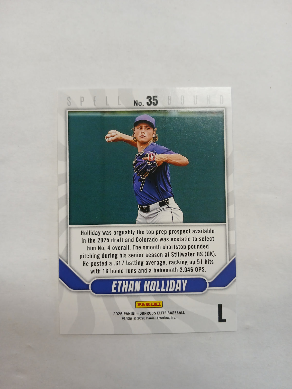 2026 Donruss Elite Ethan Holliday Spellbound Gold #/10