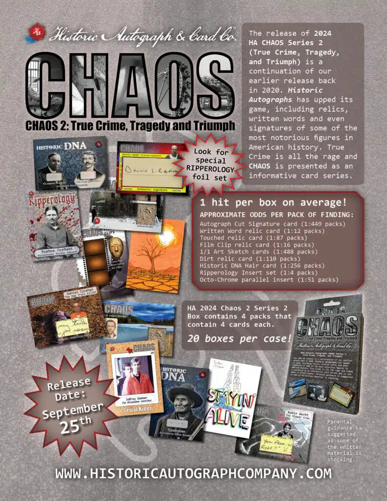 Historic Autographs CHAOS 2 True Crime, Tragedy & Triumph