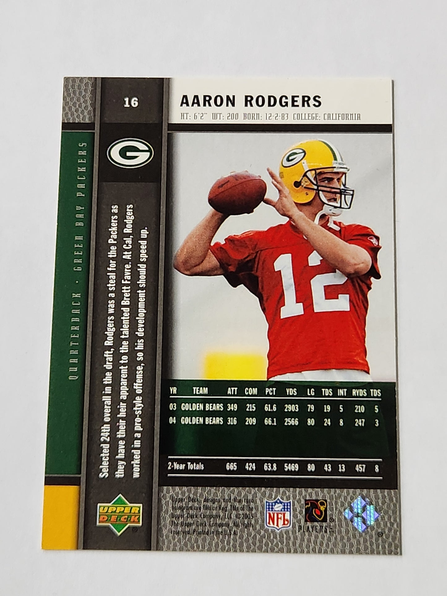 2005 Upper Deck Aaron Rodgers Rookie Premier 16