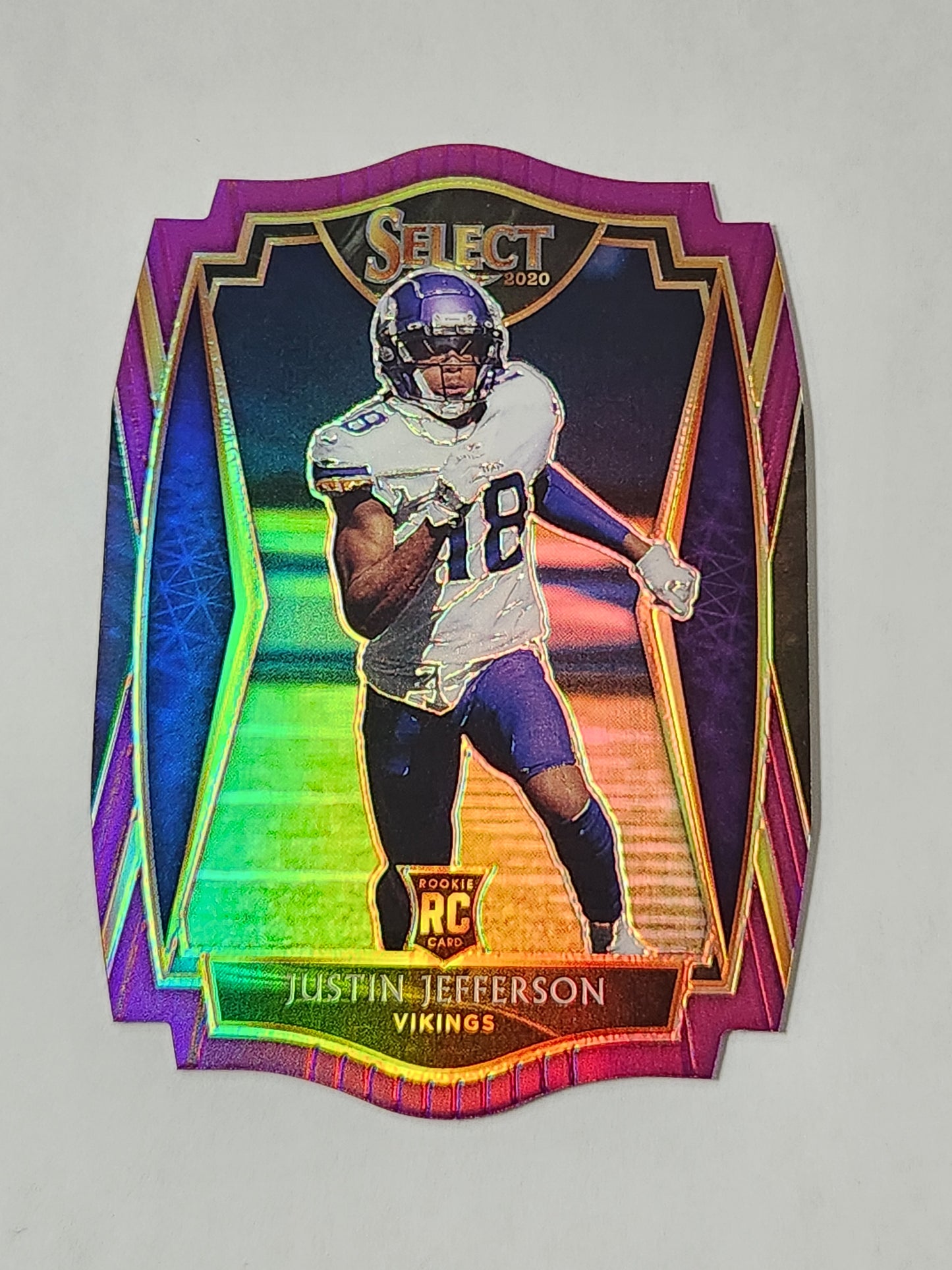 2020 Select Justin Jefferson Premier Level Die Cut Purple Rookie