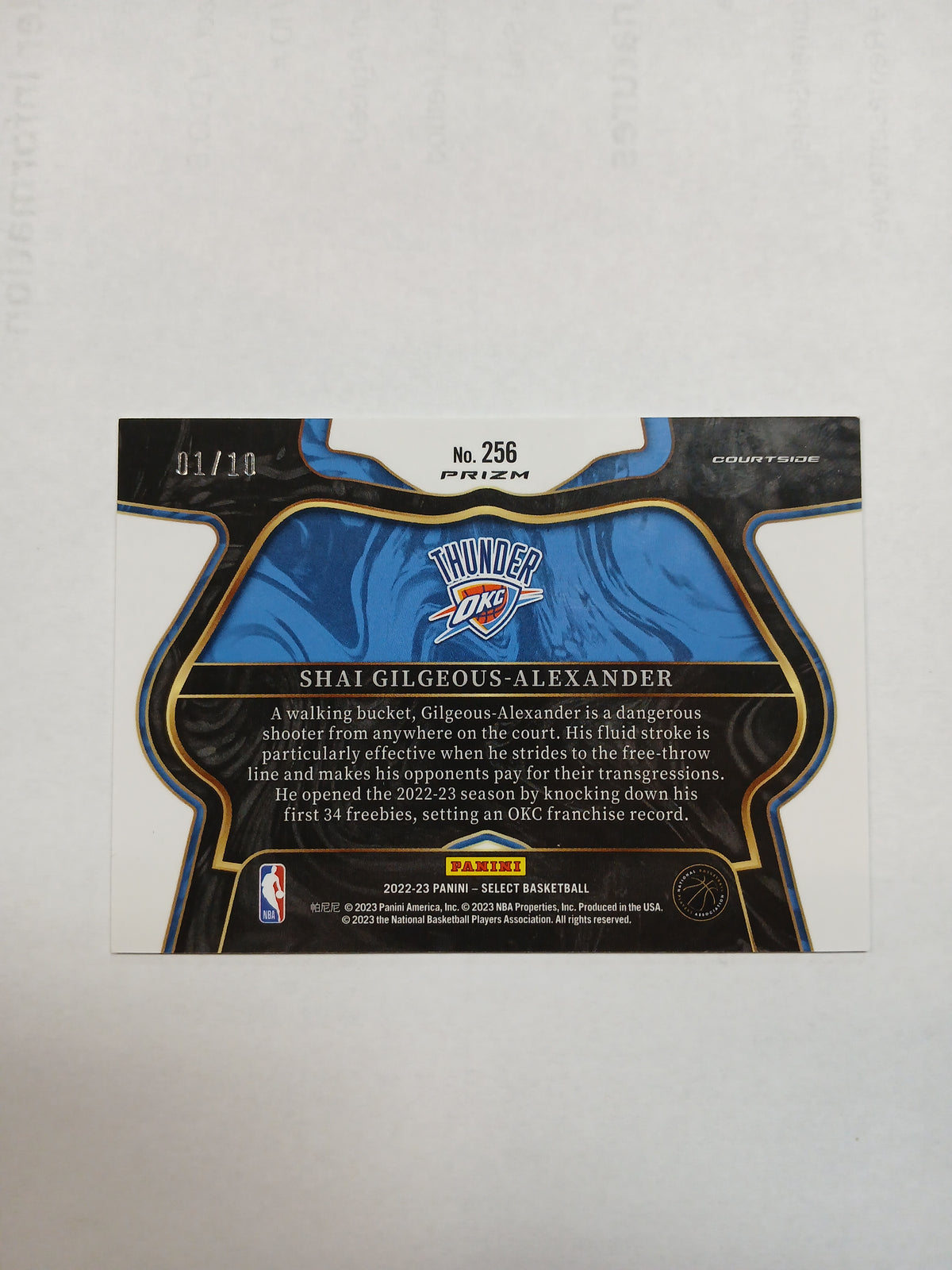 2022 Select Shai Gilgeous-Alexander Gold Flash Courtside SSP #1/10