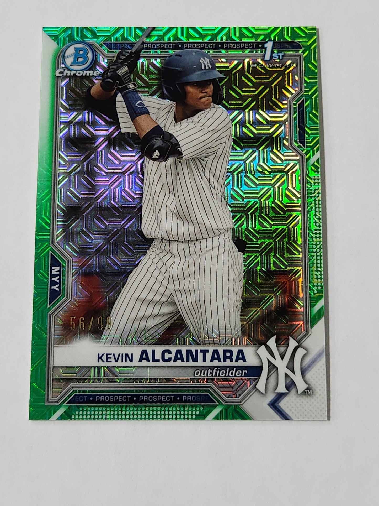 2021 Bowman Chrome Kevin Alcantara Green Mojo /99