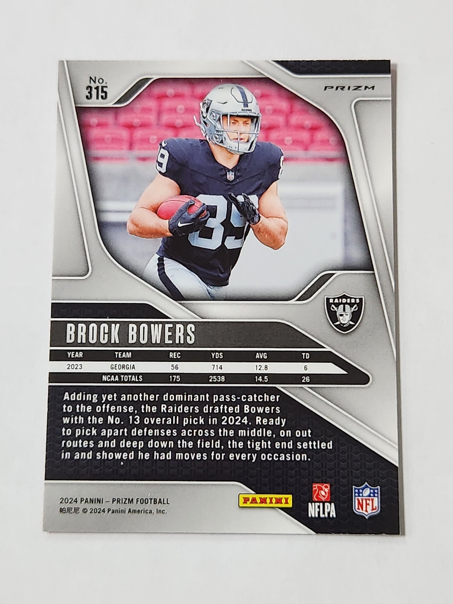 2024 Prizm Brock Bowers Pink Rookie