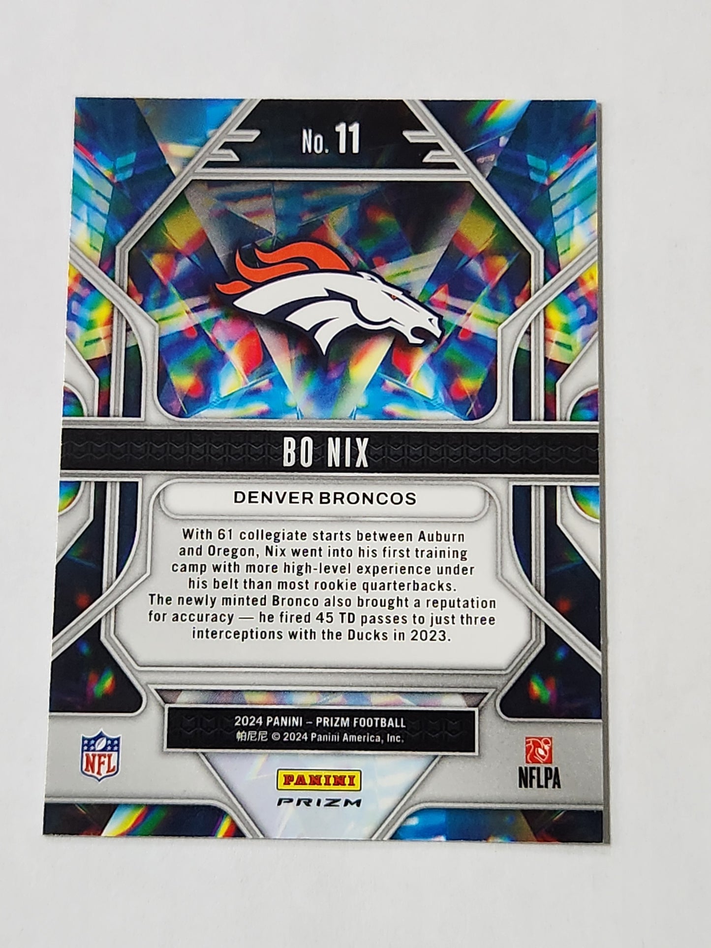 2024 Prizm Bo Nix Prizmatic Silver Rookie Card