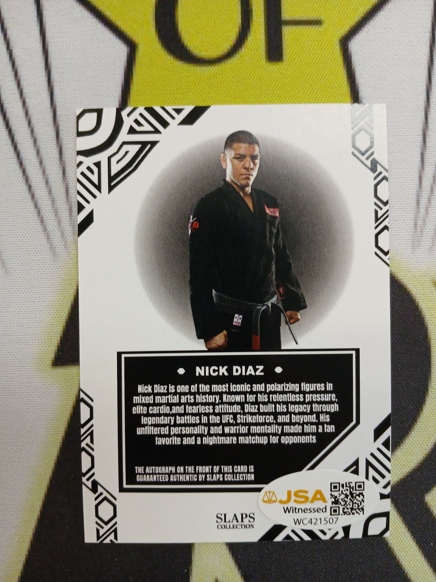 2025 Slaps Collection Nick Diaz On Card Auto JSA Authentic