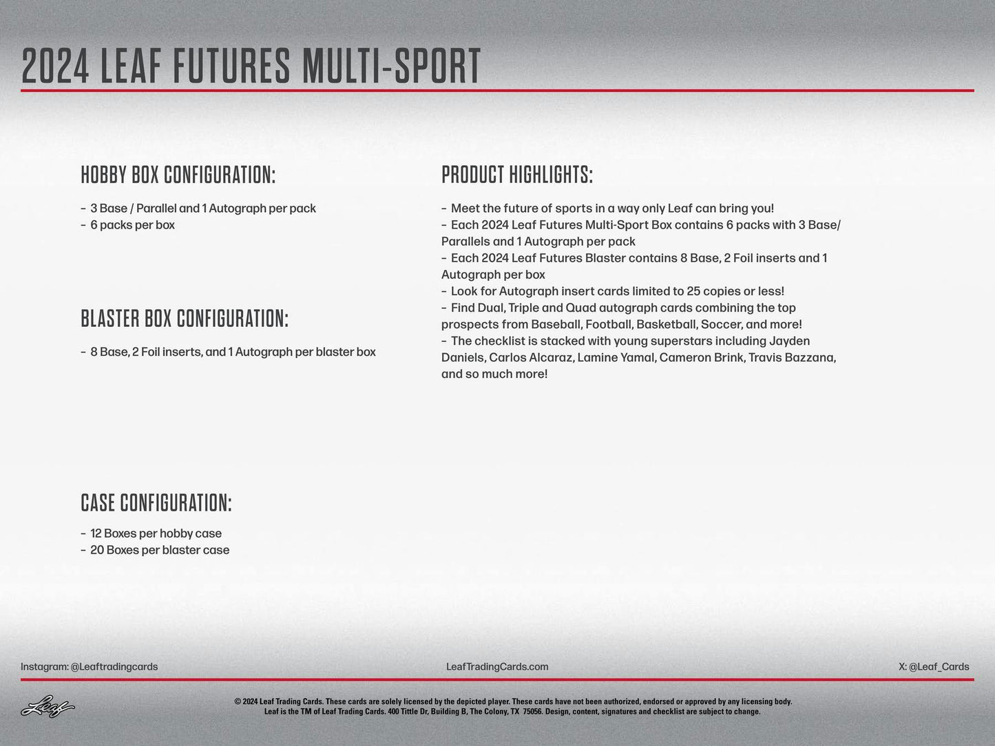 Leaf 2024 Leaf Futures Multi-Sports (1) Hobby Box