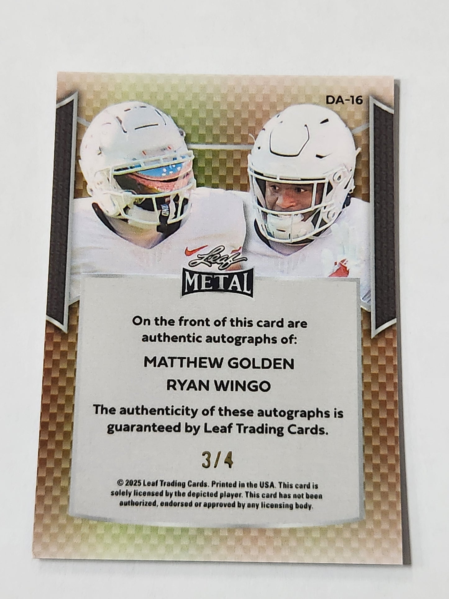 2025 Leaf Metal Matthew Golden Ryan Wingo Blue Pulsar Dual Auto /4